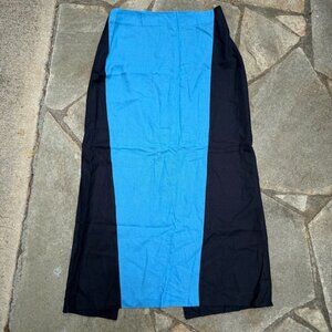 Zara Linen Blend Maxi Skirt Womens Small Blue Colorblock Chic